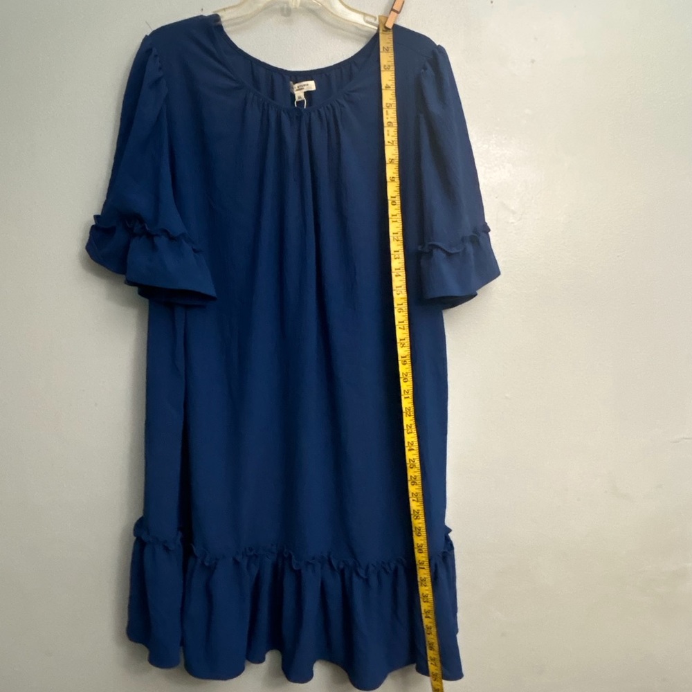 Max Studio Navy Blue Ruffle Sleeve Shift Dress